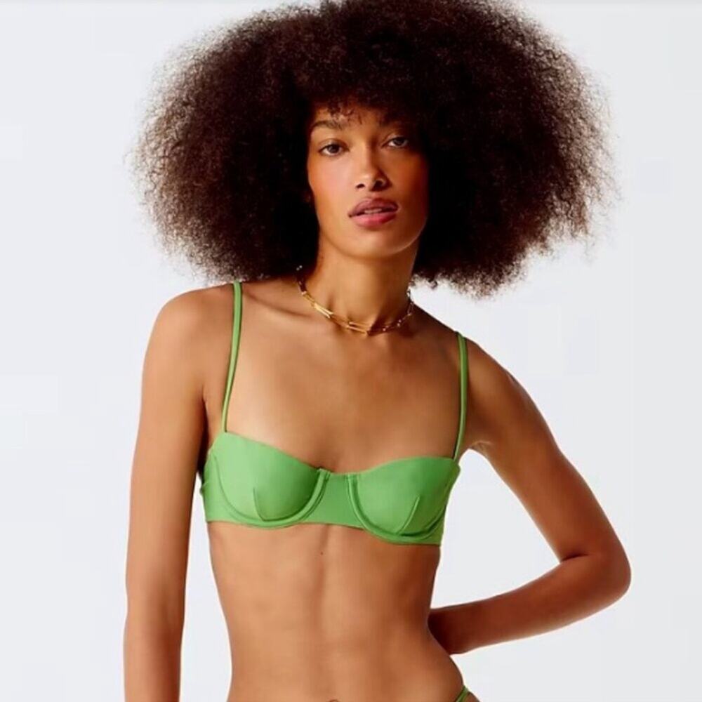 J.Crew Green Balconette Underwire Bikini Top 32A NWT